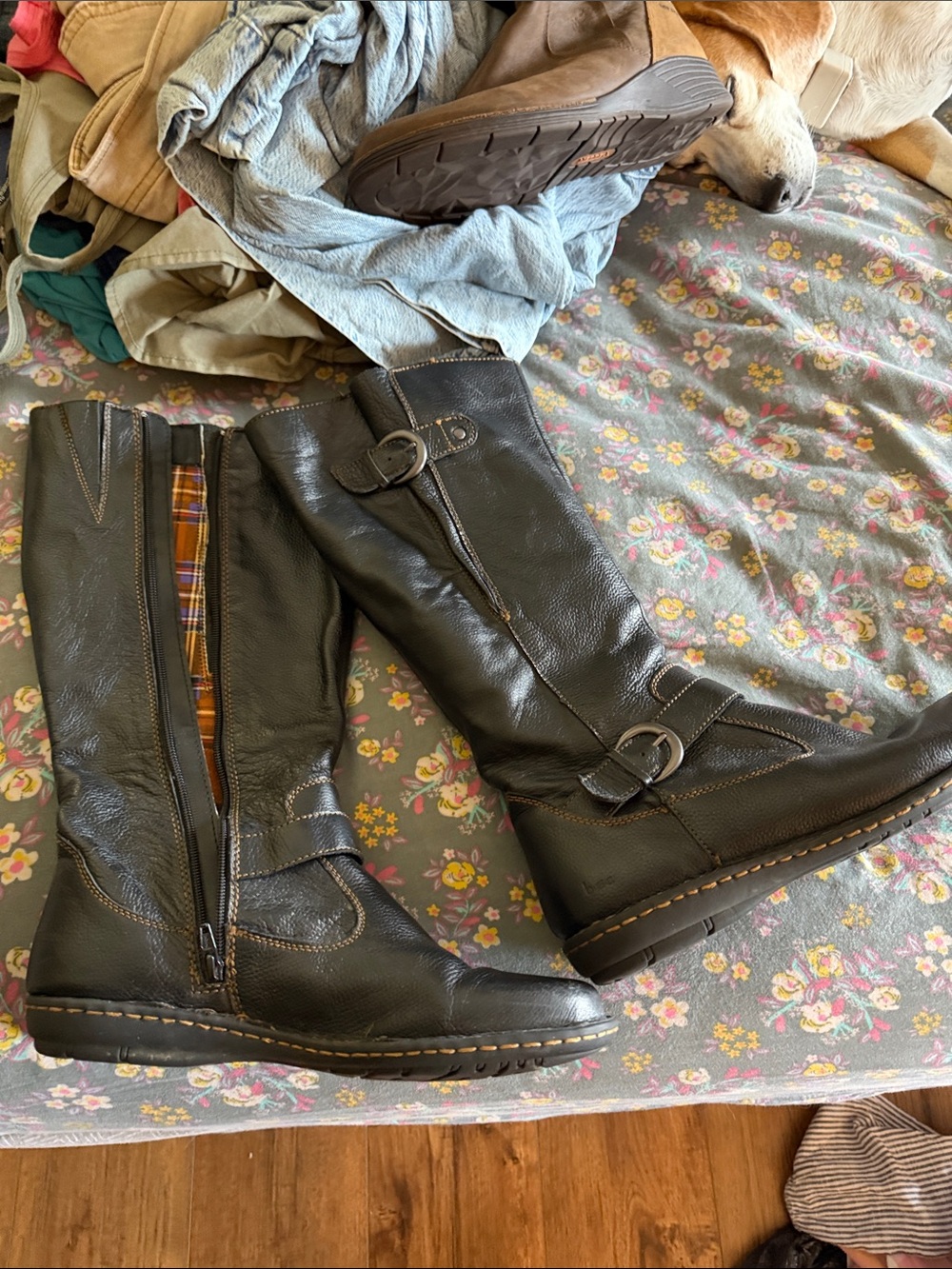 boc Black Mid-Calf Buckle Leather Boots